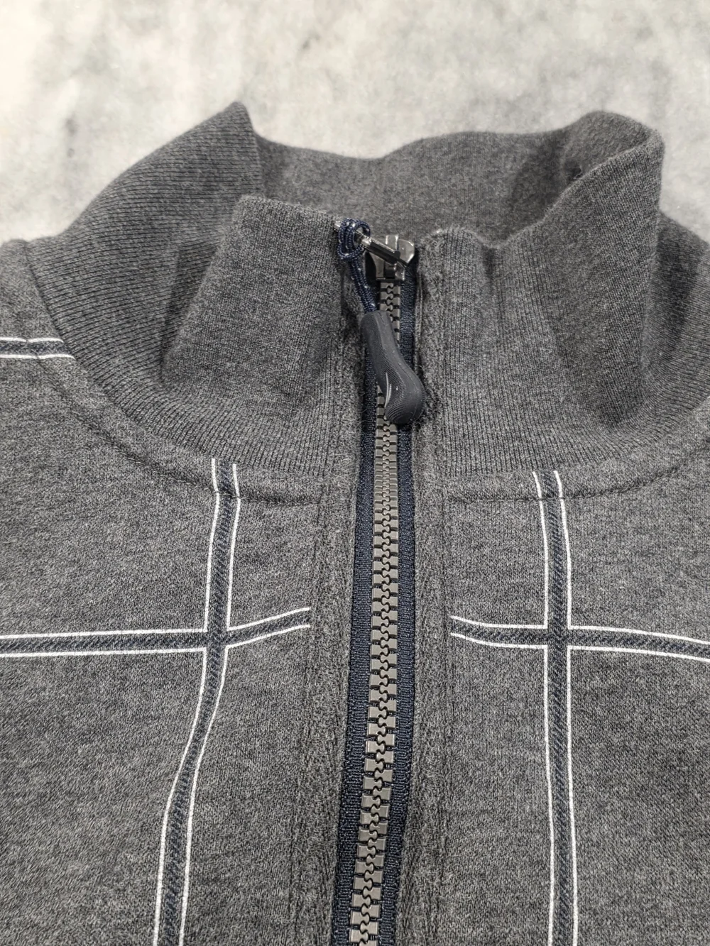 (M) Men's Nautica Quarter Zip Pullover Sweater Gray Grid Mock Neck Medium SOFT